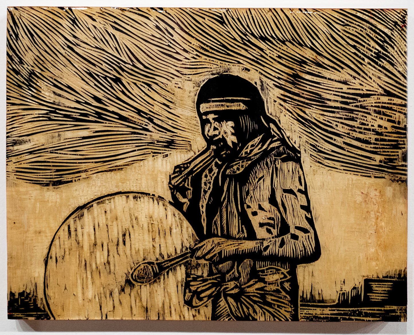 Rarámuri (woodblock carving) by Jhovany De Ala
